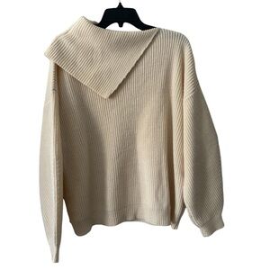 Eloquii sweater ribbed knit cowl neck women's size 14/16 beige oversized